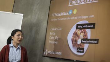 student presenting foodographs